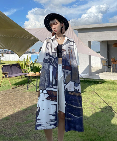 Abstract Cityscape Art Shirt Dress